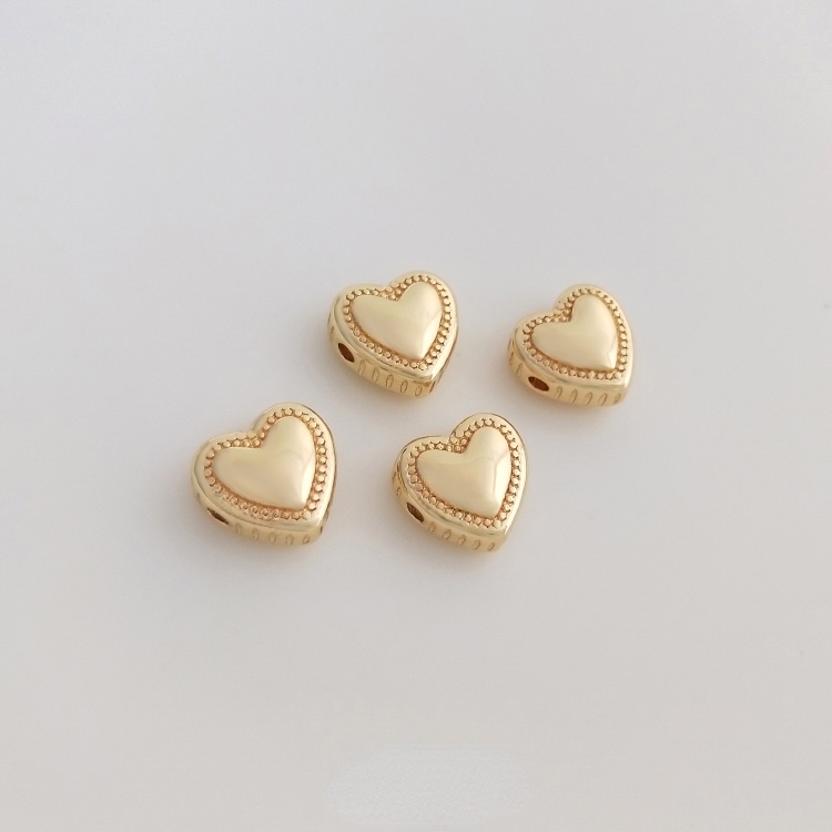 Hạt Xâu Chuỗi Bằng Đồng Mạ Vàng 14K Hình Trái Tim Nhiều Màu Sắc Dùng Làm Trang Sức diy