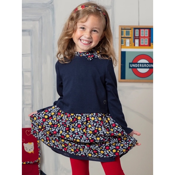 Váy Thu Vải Dày Bé Gái Hoa Lá SergentMajor