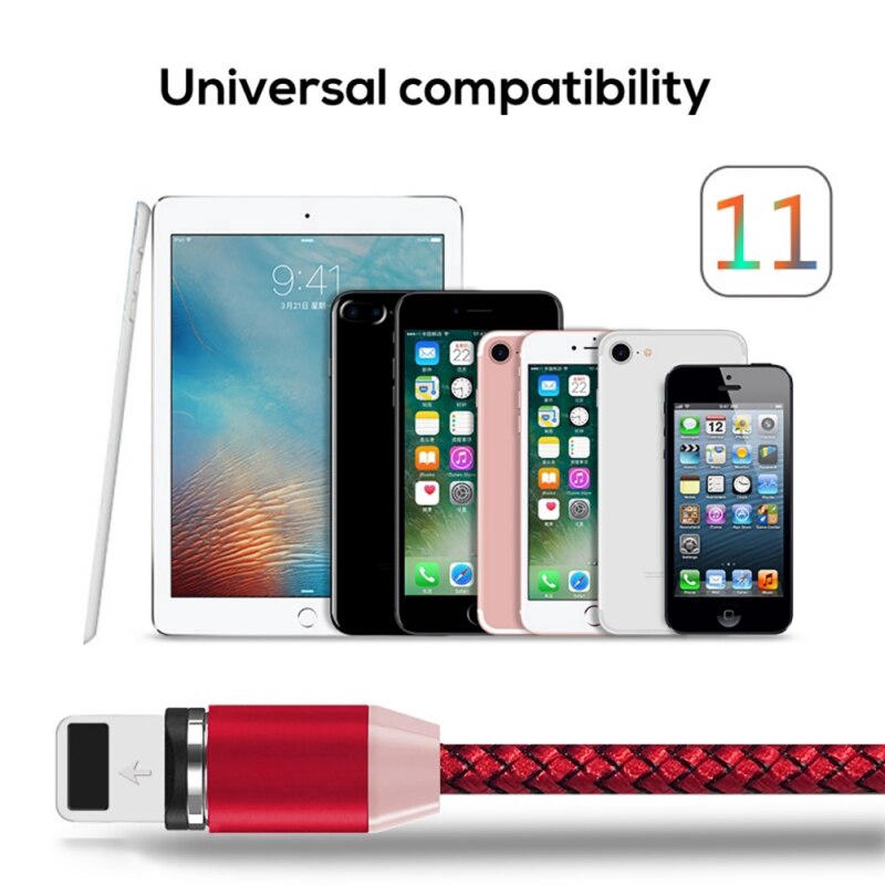 3 In 1 Magnetic Charging Cable 1m Type C USB Lightning 8Pin For Android IOS Apple