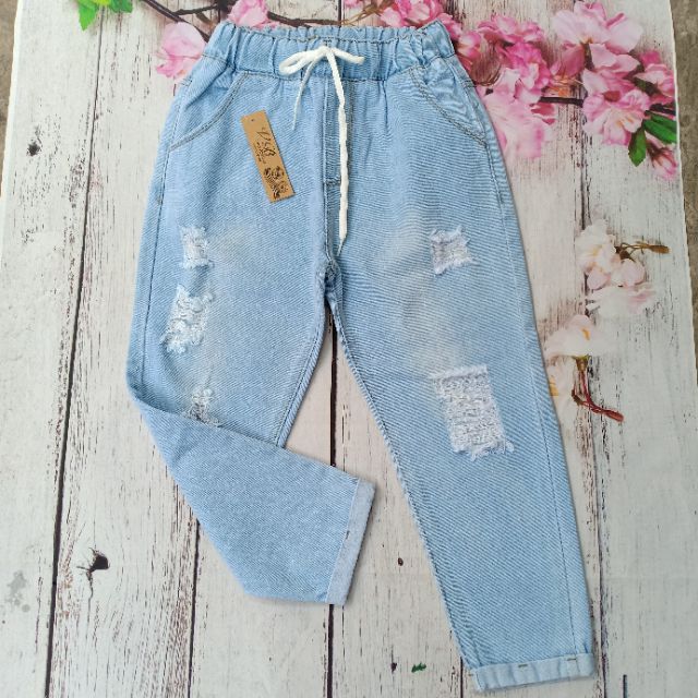 Quần jeans baggy ống suông 9 tấc bao xinh