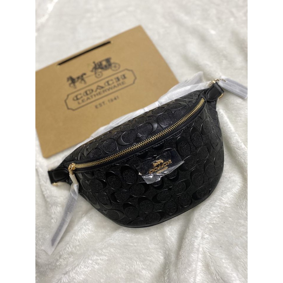TÚI BAO TỬ COACH Signature Leather Belt Bag Fanny Pack F48741 IMBLK BLACK