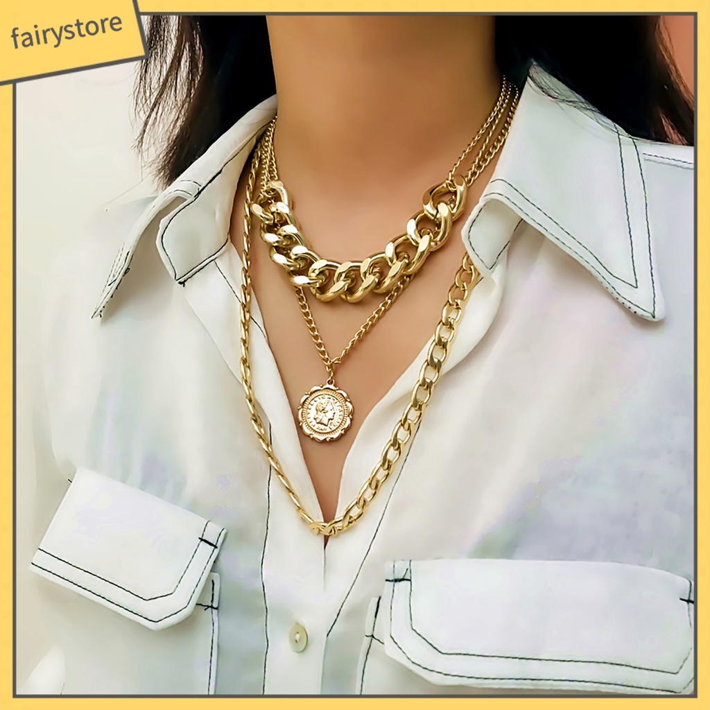 Dây Chuyền Đeo Cổ Nhiều Lớp Thiết Kế Độc Đáo Cá Tính Cho Nữ