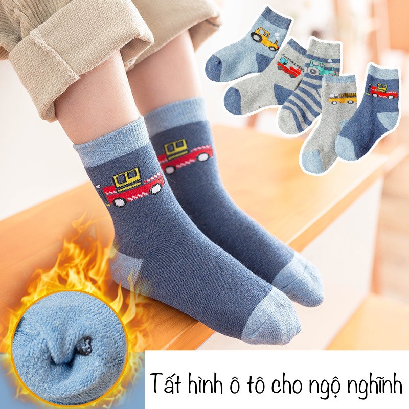 Tất ô tô cao cổ cho bé trai 1-10 tuổi Set 5 đôi