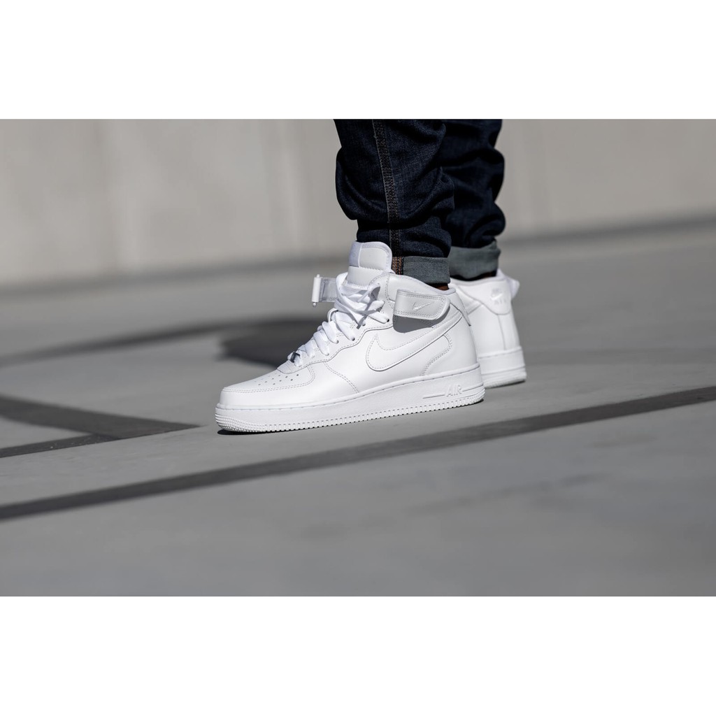 Giày Nike Air Force 1 Mid Hàng Chính Hãng Giày Thể Thao Nike Air Force 1 Mid Allwhite - AF1 Nam Nữ - Simple Sneaker