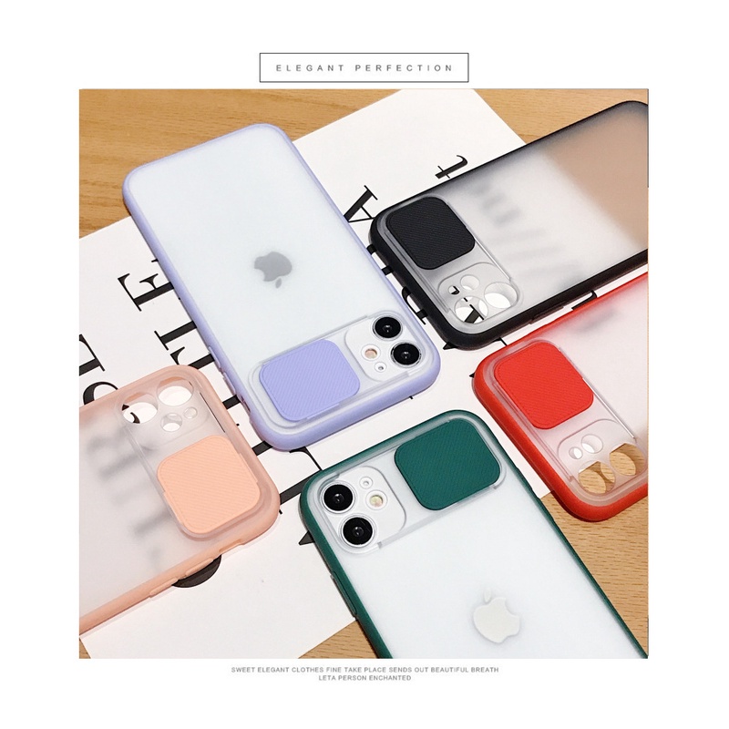 Ốp iPhone nắp trượt bảo vệ camera silicon dẻo 7/8/7Plus/8plus/X/XS/Xs Max/XR/11/12Promax