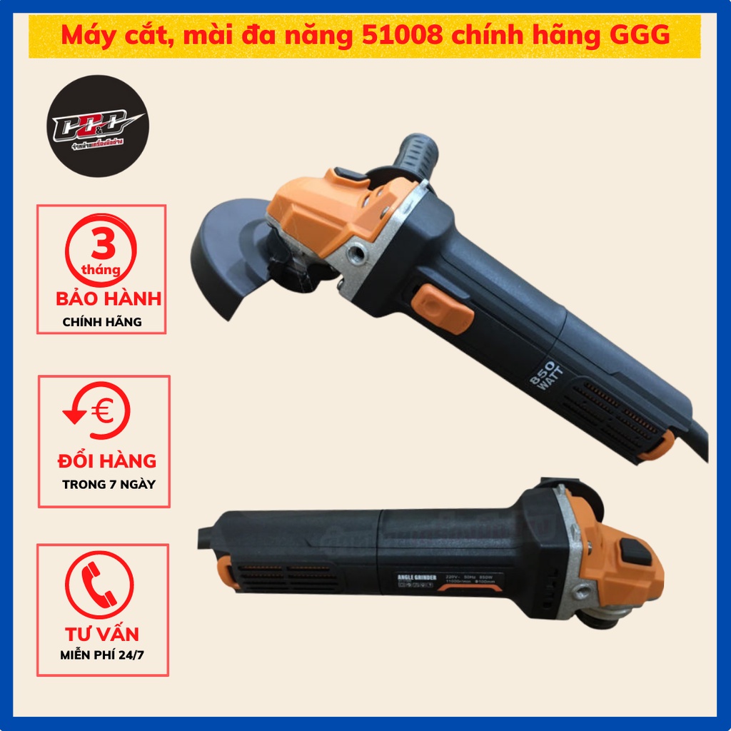 Máy cắt sắt - Máy mài góc cầm tay đa năng chính hãng GGG-51008 công suất 850w - Tốc độ 11000v/p