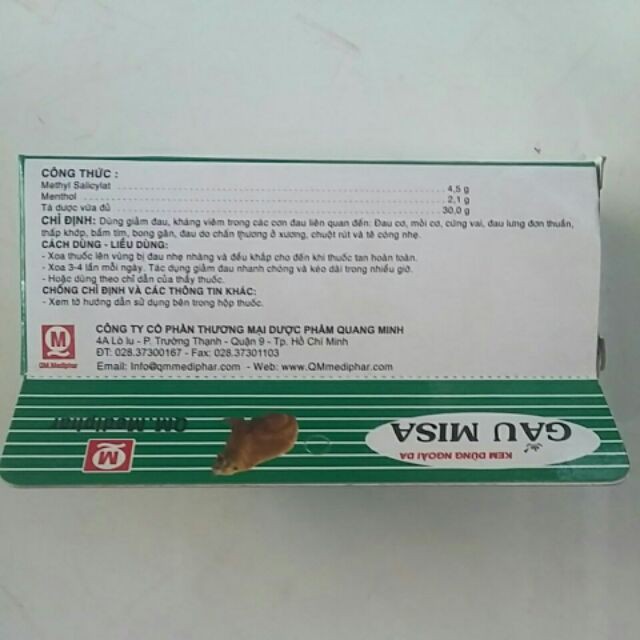 Gel xoa bóp Gấu Misa tuýp 30gr