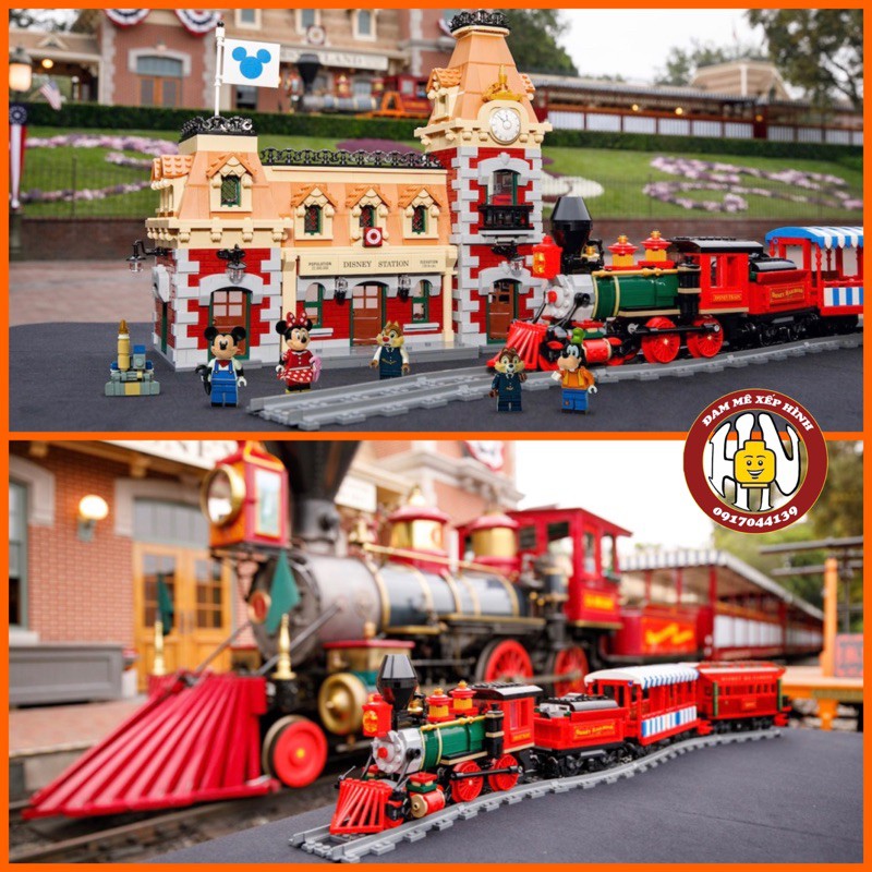 Đồ chơi xếp hình - Lari 11442 - Nhà Mickey xe lửa - Hàng có động cơ - Điều khiển qua điện thoại - Non lego - Ảnh thật !