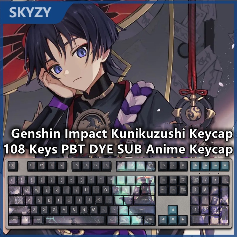Kunikuzushi Keycap Cherry Profile Genshin Impact Scaramouche Theme Anime PBT Dye Sub Bàn phím cơ Keycaps
