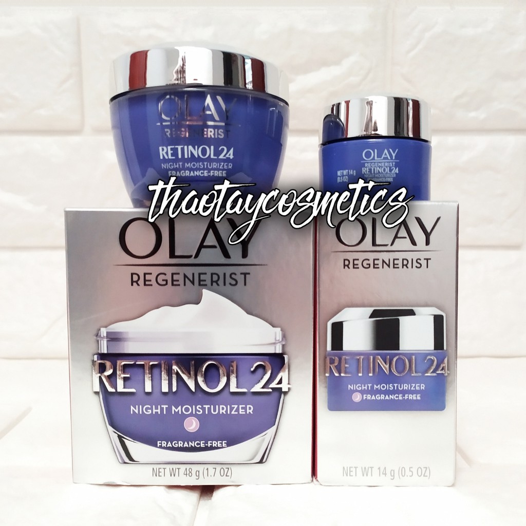 [Hàng Mỹ] Kem dưỡng da sáng mịn ban đêm Olay Regenerist RETINOL 24 Night Moisturizer Fragrance-Free (48g)