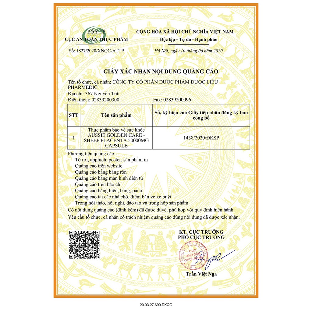 Hộp 30 Viên Uống Nhau Thai Cừu Úc AUSSIE GOLDEN CARE - SHEEP PLACENTA 50000MG CAPSULE (Date 6/2022)