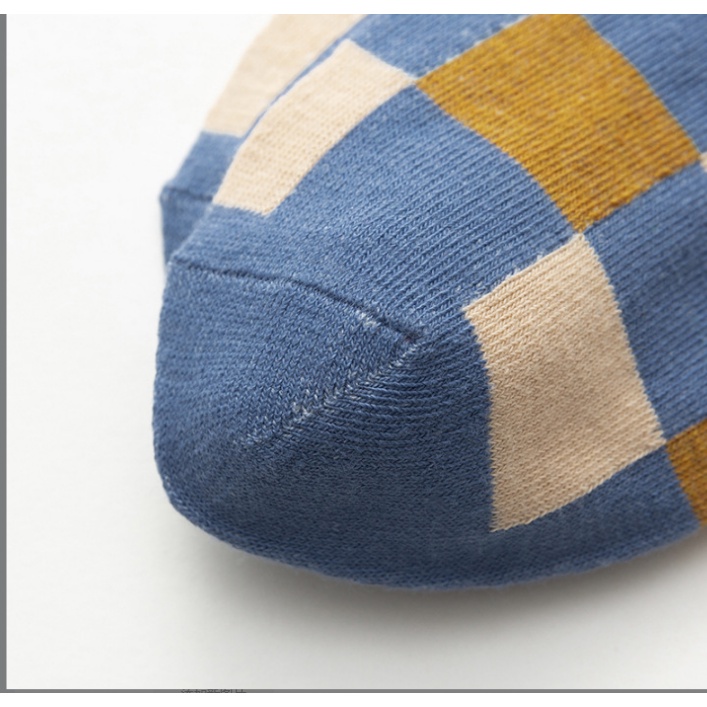 Tất vớ cotton cổ thấp ngắn họa tiết caro kẻ ô tone màu xanh dương  thời trang  cho nữ