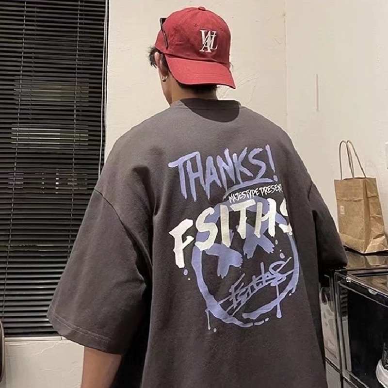 Áo Thun Tay Ngắn Dáng Rộng In Chữ Phong Cách Hip Hop Thời Trang Mùa Hè Cho Nam Và Nữ size M-8XL