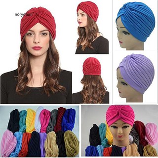 NYTM_Women Stretchy Hat Turban Head Wrap Band Chemo Bandana Hijab Pleated Indian Cap