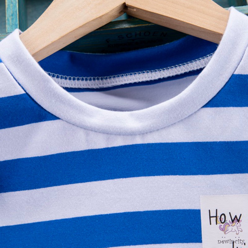 Bộ Áo Thun Kẻ Sọc + Quần Short Jean Cho Bé Trai