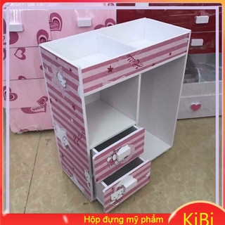 kệ mỹ phẩm 2 ngăn màu kitty, kệ trang điểm, tủ mini chất lượng