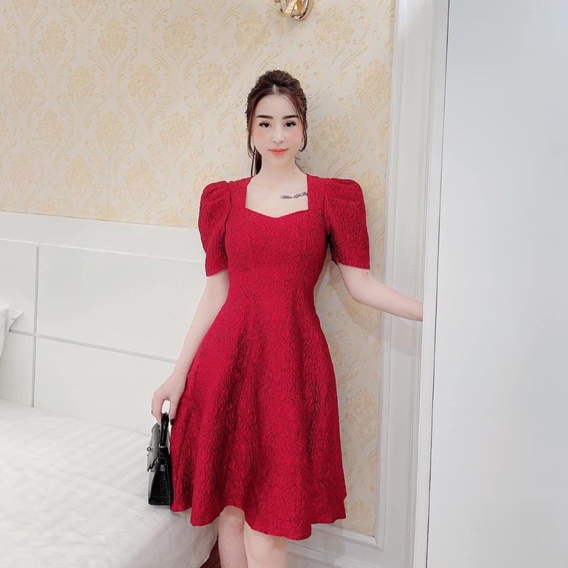 Váy gấm xoè tay bồng sz L