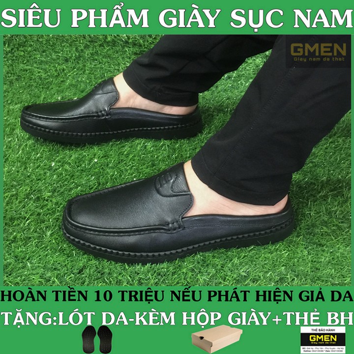 Giày sục nam thiết kế chất liệu da bò nguyên tấm đế cao su êm chân TK0565