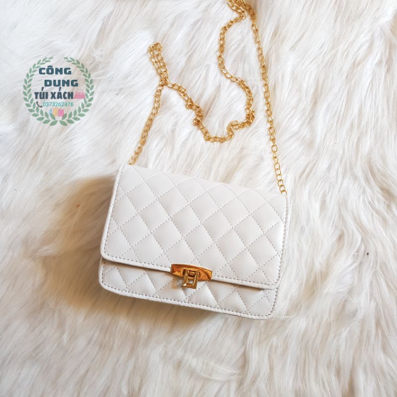 Túi đeo chéo khóa gập size 20 trần trám ( Ảnh thật kèm video )