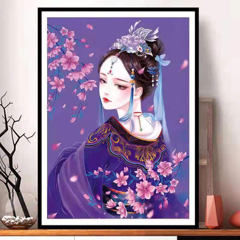 DROFE Bộ tranh sơn dầu 40x50cm tự làm hình thiếu nữ trang trí nhà cửa