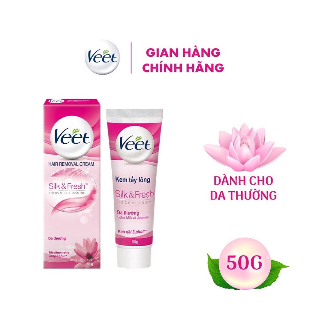 Kem Tẩy Lông Veet Silk &amp; Fresh Dành Cho Da Nhạy Cảm 50g