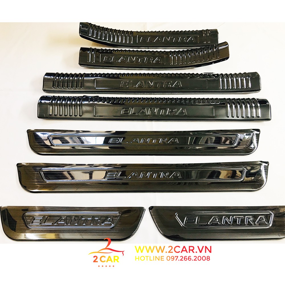 Ốp Bậc Cửa, nẹp bước chân Trong, Ngoài Xe Huyndai Elantra 2016 - 2021, chất liệu Titan