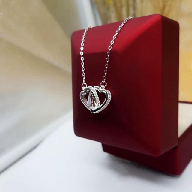 Dây chuyền bạc Tlee, vòng cổ tim lồng đính đá cao cấp - TleeJewelry