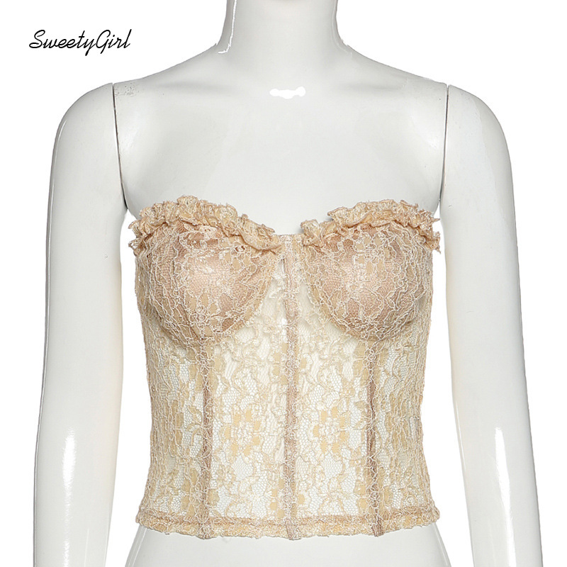 Áo ống hở vai dáng ôm dạng lưới nhìn thấu màu đơn sắc gợi cảm cho nữ