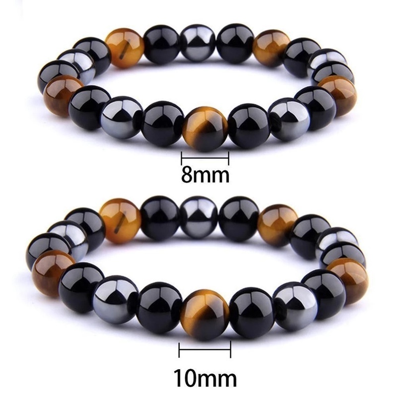 1 Vòng Tay Xâu Hạt Đá Mắt Hổ Từ Tính Chăm Sóc Sức Khỏe / Vòng Tay Bằng Đá Obsidian Đen Cho Nam Và Nữ