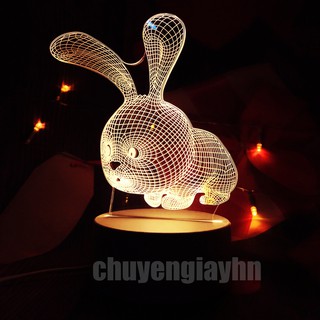 Đèn ngủ 3d THỎ CON, đèn trang trí, quà tặng sinh nhật, quà tặng tình yêu
