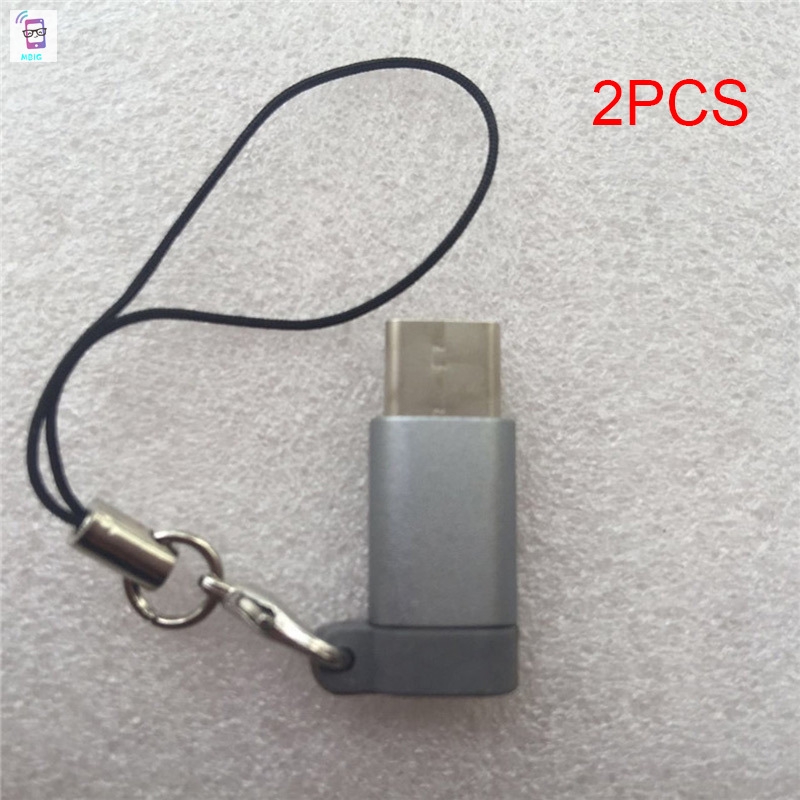 MG 2 Pcs USB Type C to Micro USB Adapter Aluminum Convert Connector with Keychain for Samsung Galaxy S8 Macbook @vn