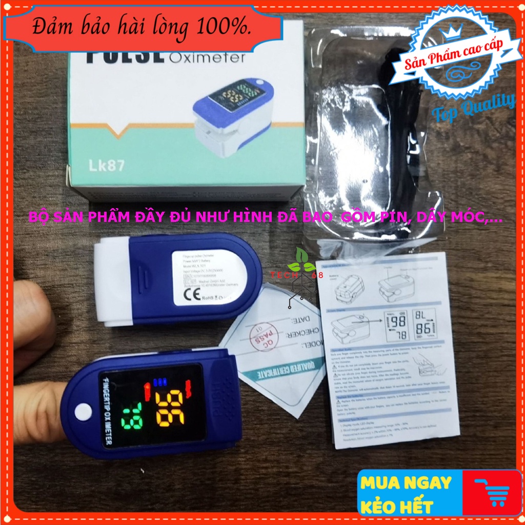 Máy đo spo2 kẹp ngón cầm tay chính hãng đo nồng độ oxy trong máu và nhịp tim spo 2 pulse oximeter lk87 giá tốt BH 1 NĂM