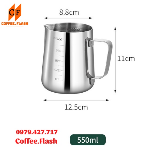 Ca đánh sữa inox có chia vạch 550ml/350ml -Cốc đánh sữa inox 550ml/350ml có chia vạch