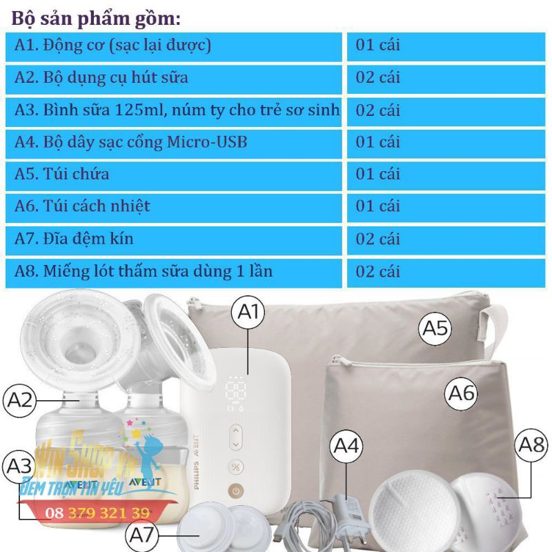 [ CHÍNH HÃNG] - Máy hút sữa Philips Avent E-Plus điện đôi SCF394/11