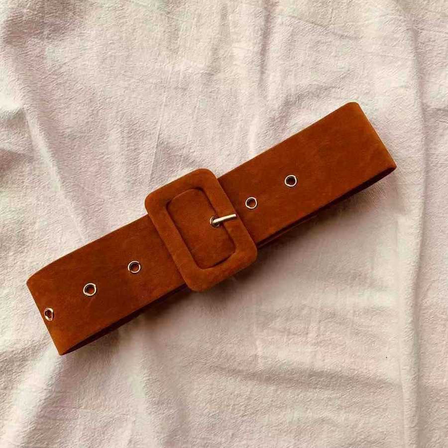 Thắt lưng da mềm màu trơn khóa vuông thời trang cho nữ