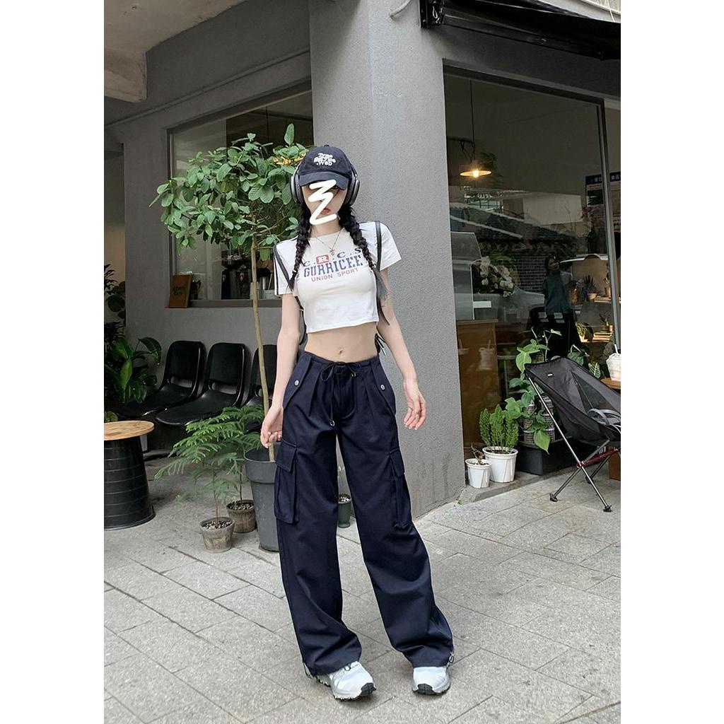 Set Áo Thun Tay Ngắn + Quần Dài Ống Đứng Phong Cách Retro Thời Trang 63312