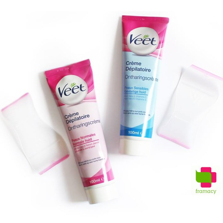 Kem tẩy lông Veet Silk & Fresh, Pháp (100ml) cho da thường (hồng) và da nhạy cảm (xanh dương)