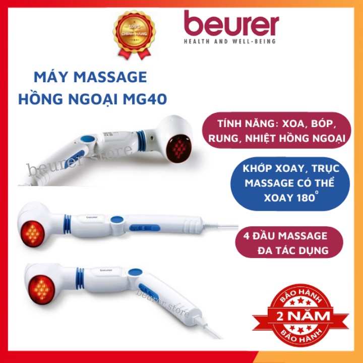 Máy massage cầm tay hồng ngoại Beurer MG40, mát xa xoa bóp bấm huyệt trị lệu cổ vai gáy bằng điện tiện lợi giá rẻ