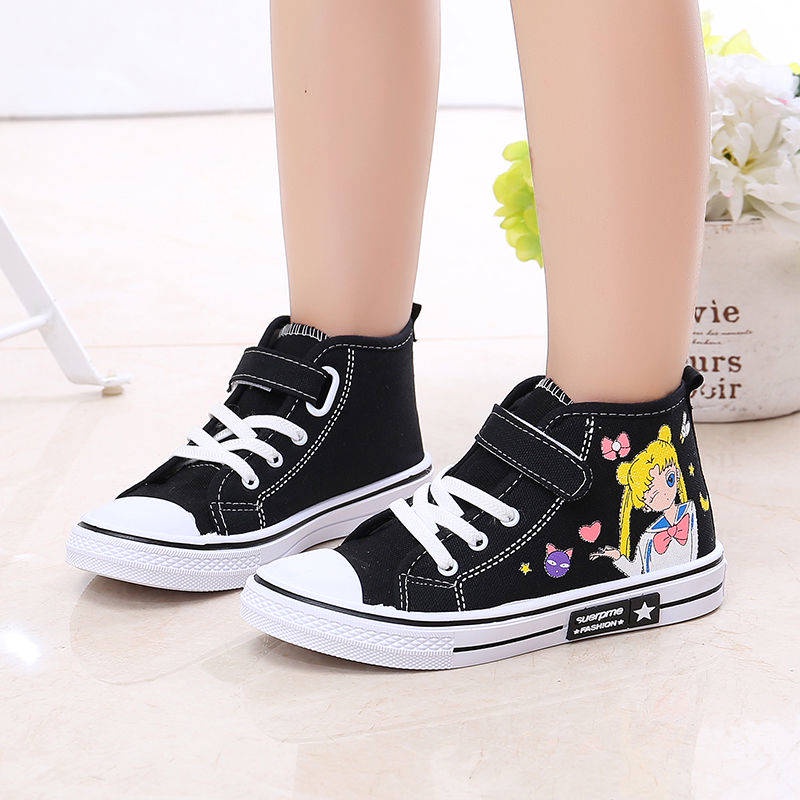 Giày thể thao canvas cổ cao thời trang cho bé gái 8-9 tuổi