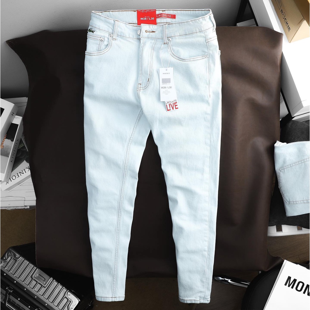 Quần jean nam LCST trơn cá xanh thêu túi sau