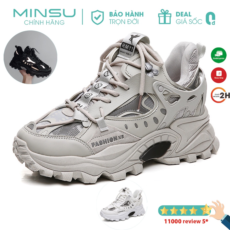 Giày Phản Quang Nam MINSU RM11 M4701, Giày Thể Thao Sneaker Chunky Nam Phản Quang Phá Cách Cực Ngầu Khi Đi Chơi, Đi Học