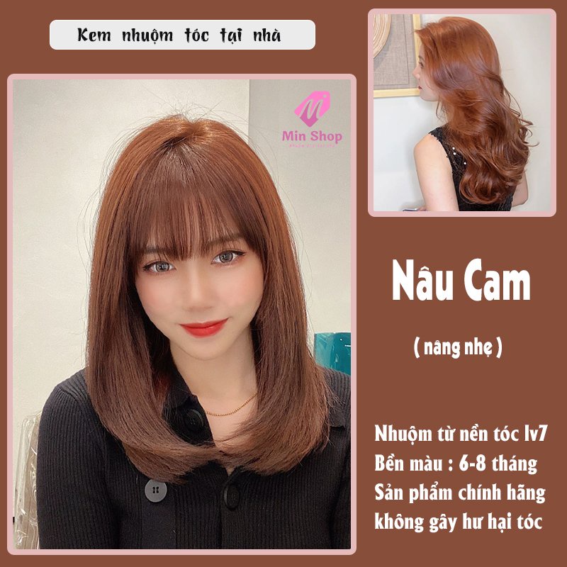 thuốc nhuộm tóc màu nâu cam . tặng kèm oxi trợ dưỡng và bao tay