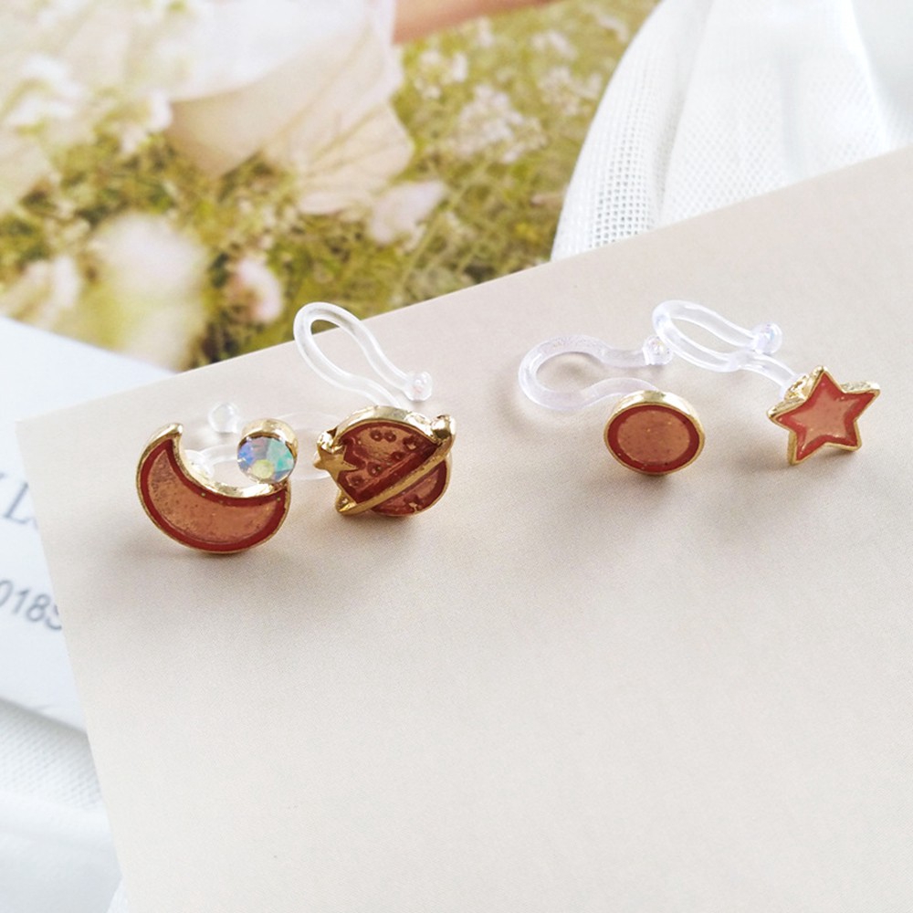 Bộ 4 khuyên tai ngôi sao 5 cánh dễ thương cho nữ hai loại tùy chọn