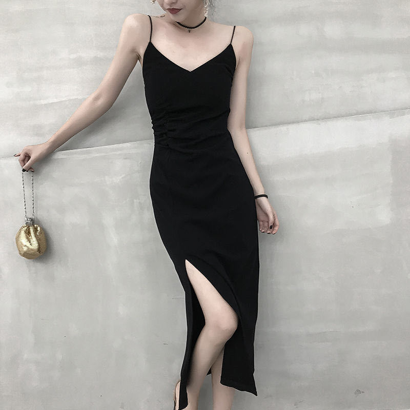 2021 New Sexy Women Maxi Dress Loose Sleeveless Dresses V-neck Sling Long Black Party Dress