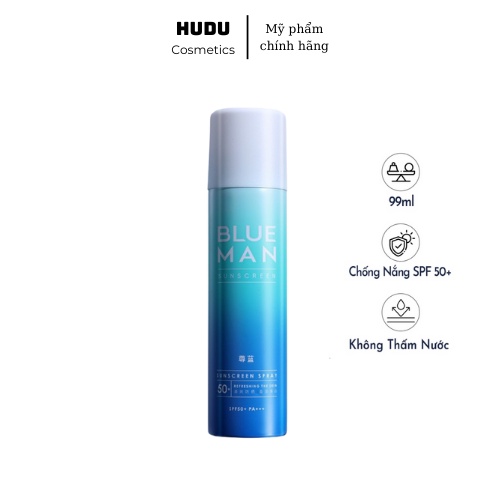 Xịt Chống Nắng Nam BLUEMAN Nâng Tone Da SPF 50+ Không Cồn & Kiềm Dầu 99ml