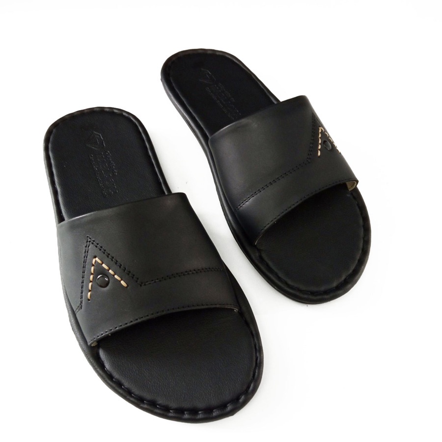 Dép da nam quai ngang MABLACKA 2 màu Đen,NÂU mang cực sang chân,đế êm,mỏng nhẹ K205