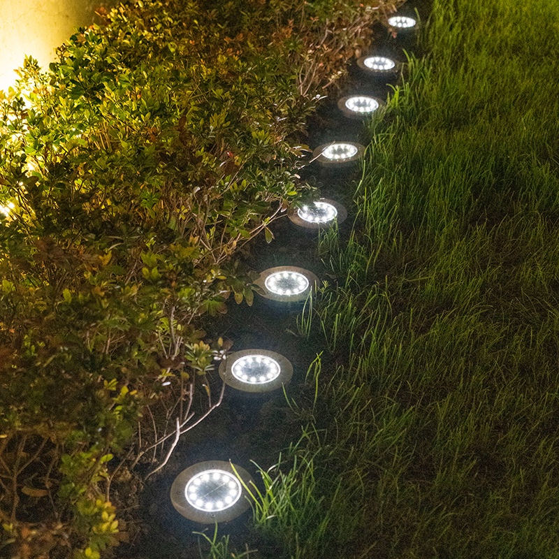 Đèn Led Âm Đất 8 Bóng Sử Dụng Năng Lượng Mặt Trời Chống Thấm Nước
