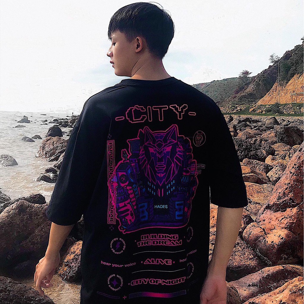 [ Full tem cổ tem tay ] Áo thun unisex tay lỡ form rộng Hades City Tee cực chất || Hany Shop