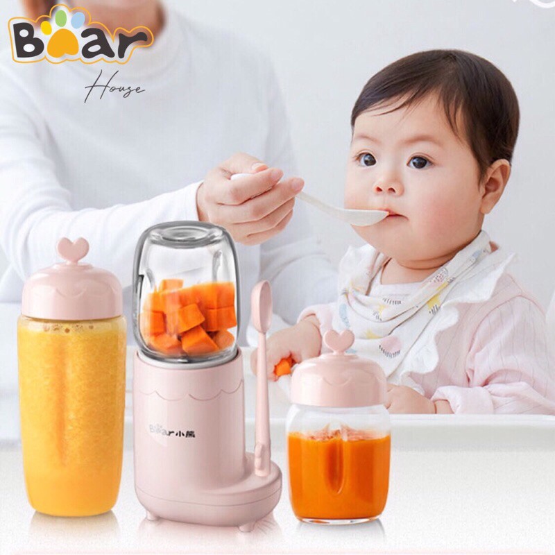 MÁY XAY ĐA NĂNG CHO BÉ ĂN DẶM 3 CỐC THUỶ TINH BEAR C04J1
