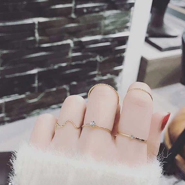 5 chiếc nhẫn Nhẫn thời trang thiết kế đơn giản